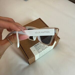 Louis Vuitton White Frames with Gold Trim Cat-Eye Sunglasses